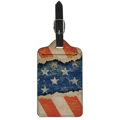 Grunge Ripped Paper American Flag Print Luggage Tag