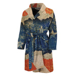 Grunge Ripped Paper American Flag Print Men's Bathrobe