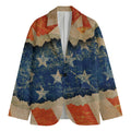 Grunge Ripped Paper American Flag Print Men's Blazer