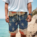 Grunge Ripped Paper American Flag Print Men's Cargo Shorts