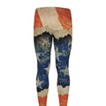 Grunge Ripped Paper American Flag Print Men's Leggings