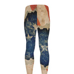 Grunge Ripped Paper American Flag Print Men's leggings