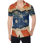 Grunge Ripped Paper American Flag Print Men's Shirt