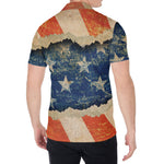 Grunge Ripped Paper American Flag Print Men's Shirt