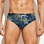 Grunge Ripped Paper American Flag Print Men's Swim Briefs