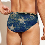 Grunge Ripped Paper American Flag Print Men's Swim Briefs