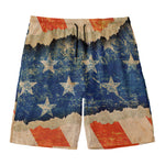 Grunge Ripped Paper American Flag Print Men's Swim Trunks