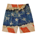 Grunge Ripped Paper American Flag Print Men's Swim Trunks