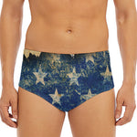 Grunge Ripped Paper American Flag Print Men's Triangle Swim Briefs