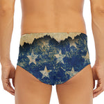 Grunge Ripped Paper American Flag Print Men's Triangle Swim Briefs