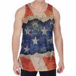 Grunge Ripped Paper American Flag Print Men's Velvet Tank Top