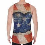 Grunge Ripped Paper American Flag Print Men's Velvet Tank Top