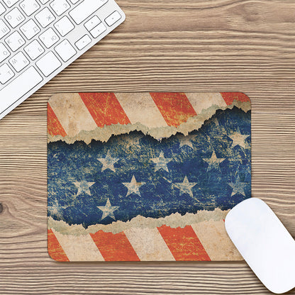 Grunge Ripped Paper American Flag Print Mouse Pad