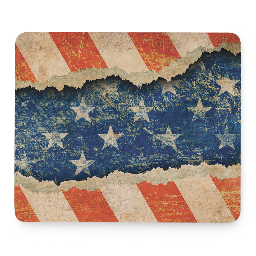 Grunge Ripped Paper American Flag Print Mouse Pad