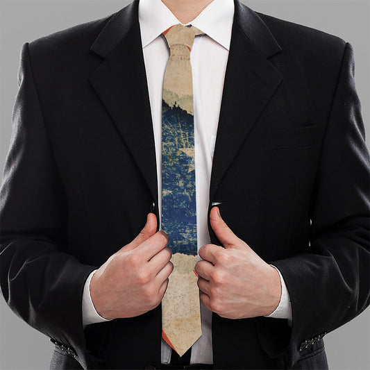 Grunge Ripped Paper American Flag Print Necktie