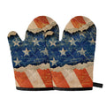 Grunge Ripped Paper American Flag Print Oven Mitts