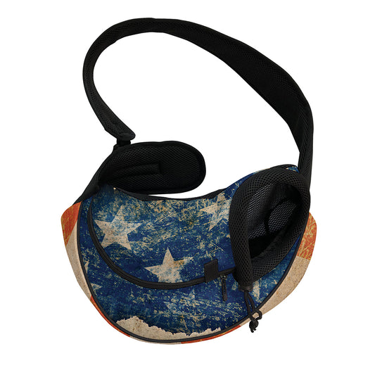 Grunge Ripped Paper American Flag Print Pet Sling Carrier