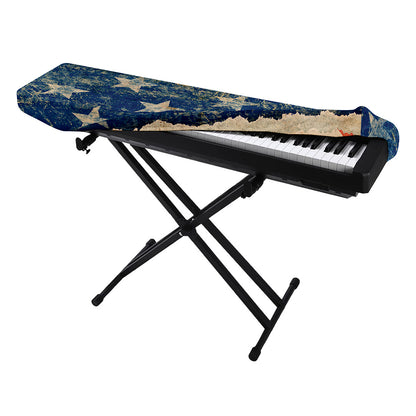 Grunge Ripped Paper American Flag Print Piano Keyboard Cover