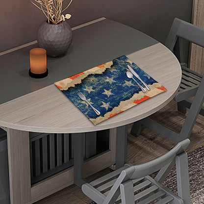 Grunge Ripped Paper American Flag Print Placemat