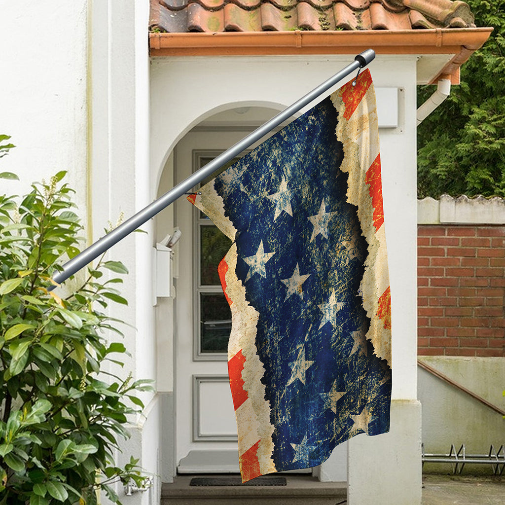 Grunge Ripped Paper American Flag Print Polyester Flag