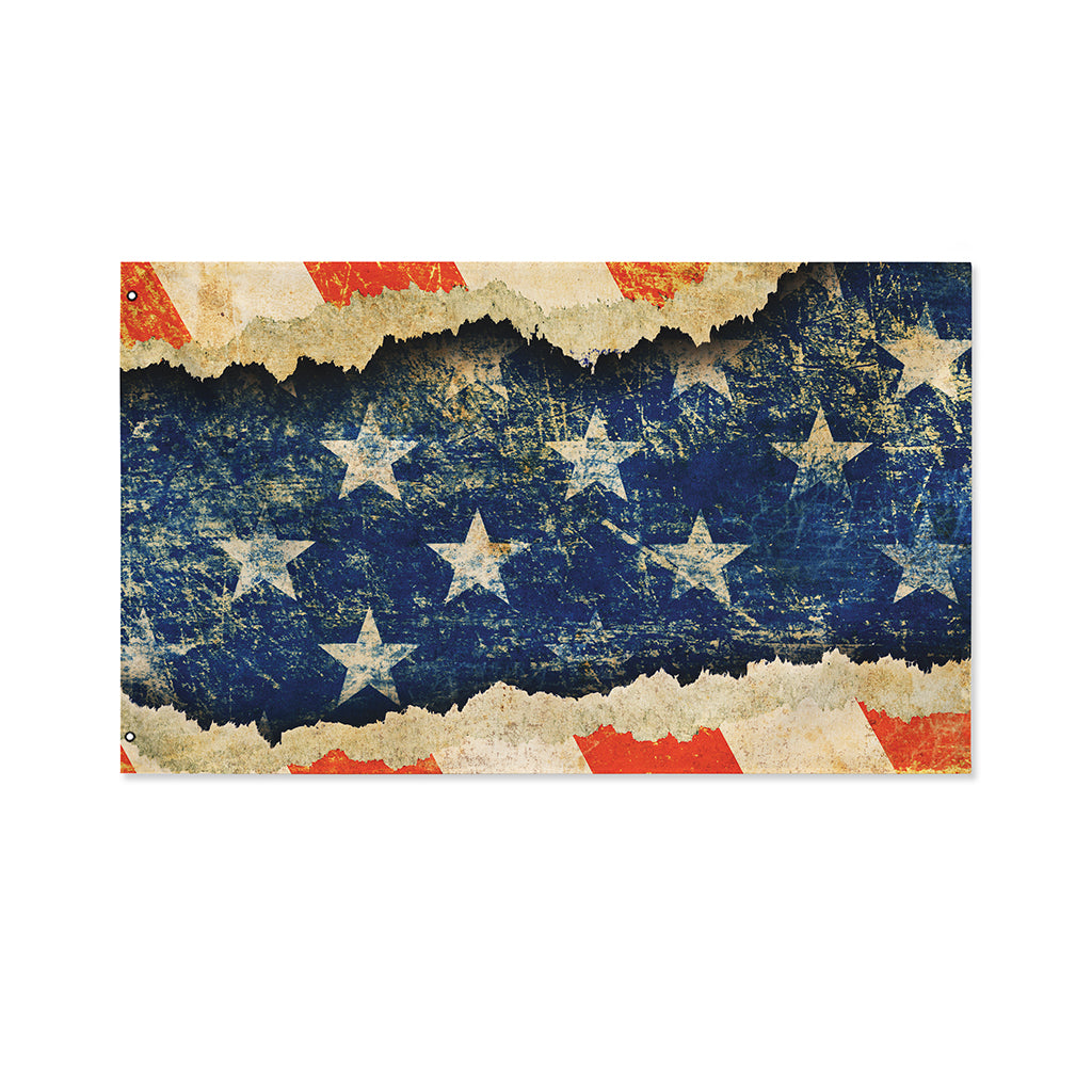 Grunge Ripped Paper American Flag Print Polyester Flag