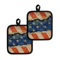 Grunge Ripped Paper American Flag Print Pot Holders