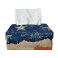 Grunge Ripped Paper American Flag Print Rectangle Tissue Box Cover