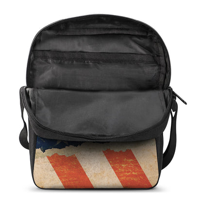Grunge Ripped Paper American Flag Print Rectangular Crossbody Bag