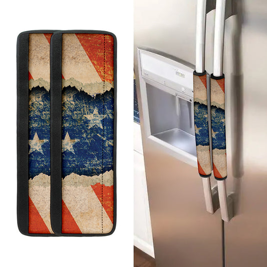 Grunge Ripped Paper American Flag Print Refrigerator Handle Covers