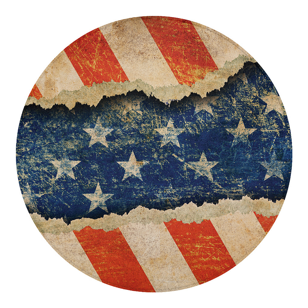 Grunge Ripped Paper American Flag Print Round Blanket