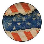 Grunge Ripped Paper American Flag Print Round Floor Mat