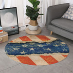 Grunge Ripped Paper American Flag Print Round Rug