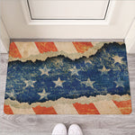 Grunge Ripped Paper American Flag Print Rubber Doormat