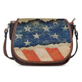 Grunge Ripped Paper American Flag Print Saddle Bag