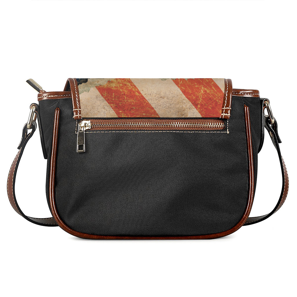 Grunge Ripped Paper American Flag Print Saddle Bag