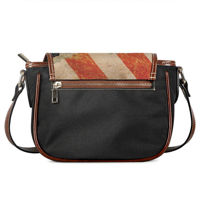 Grunge Ripped Paper American Flag Print Saddle Bag
