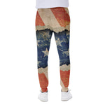 Grunge Ripped Paper American Flag Print Scuba Joggers