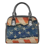 Grunge Ripped Paper American Flag Print Shoulder Handbag