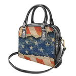 Grunge Ripped Paper American Flag Print Shoulder Handbag