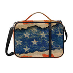 Grunge Ripped Paper American Flag Print Shoulder Strap Bible Bag