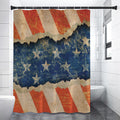 Grunge Ripped Paper American Flag Print Shower Curtain