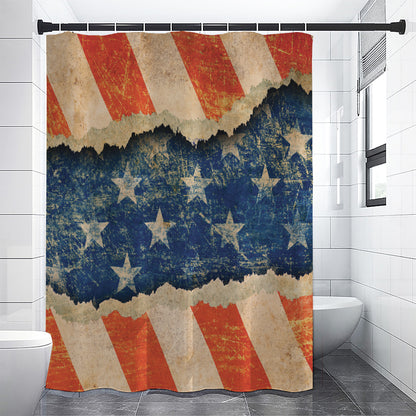 Grunge Ripped Paper American Flag Print Shower Curtain