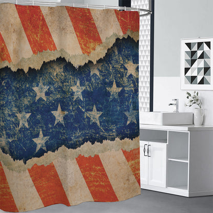 Grunge Ripped Paper American Flag Print Shower Curtain