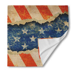Grunge Ripped Paper American Flag Print Silk Bandana