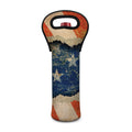 Grunge Ripped Paper American Flag Print Single Neoprene Wine Tote