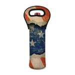 Grunge Ripped Paper American Flag Print Single Neoprene Wine Tote