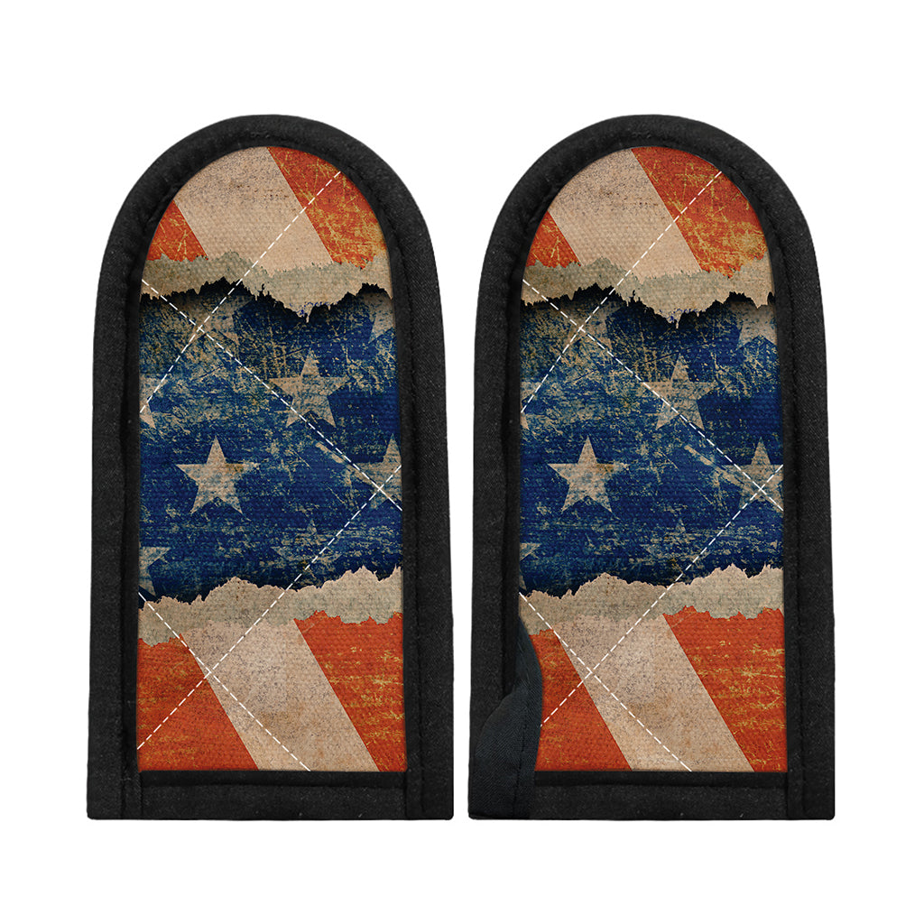 Grunge Ripped Paper American Flag Print Skillet Handle Cover