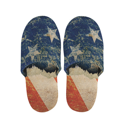 Grunge Ripped Paper American Flag Print Slippers