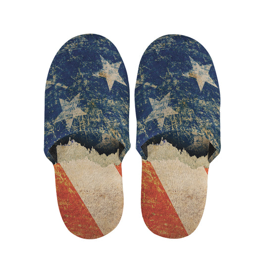 Grunge Ripped Paper American Flag Print Slippers