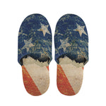 Grunge Ripped Paper American Flag Print Slippers